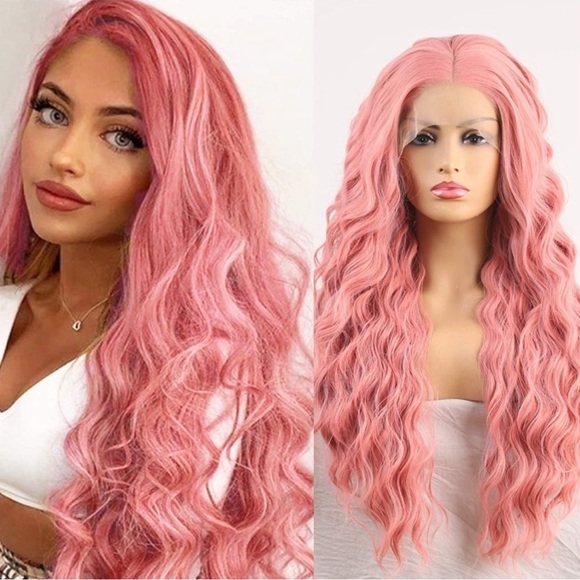 22” Pink LongWAVY Lace Front Wig NEW